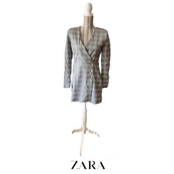 ZARA | Black & White | PLAID BLAZER DRESS - Picture 4 of 12